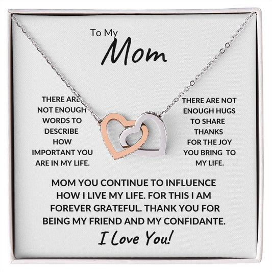 To my MOM   I LOVE YOU!   Interlocking Hearts NECKLACE
